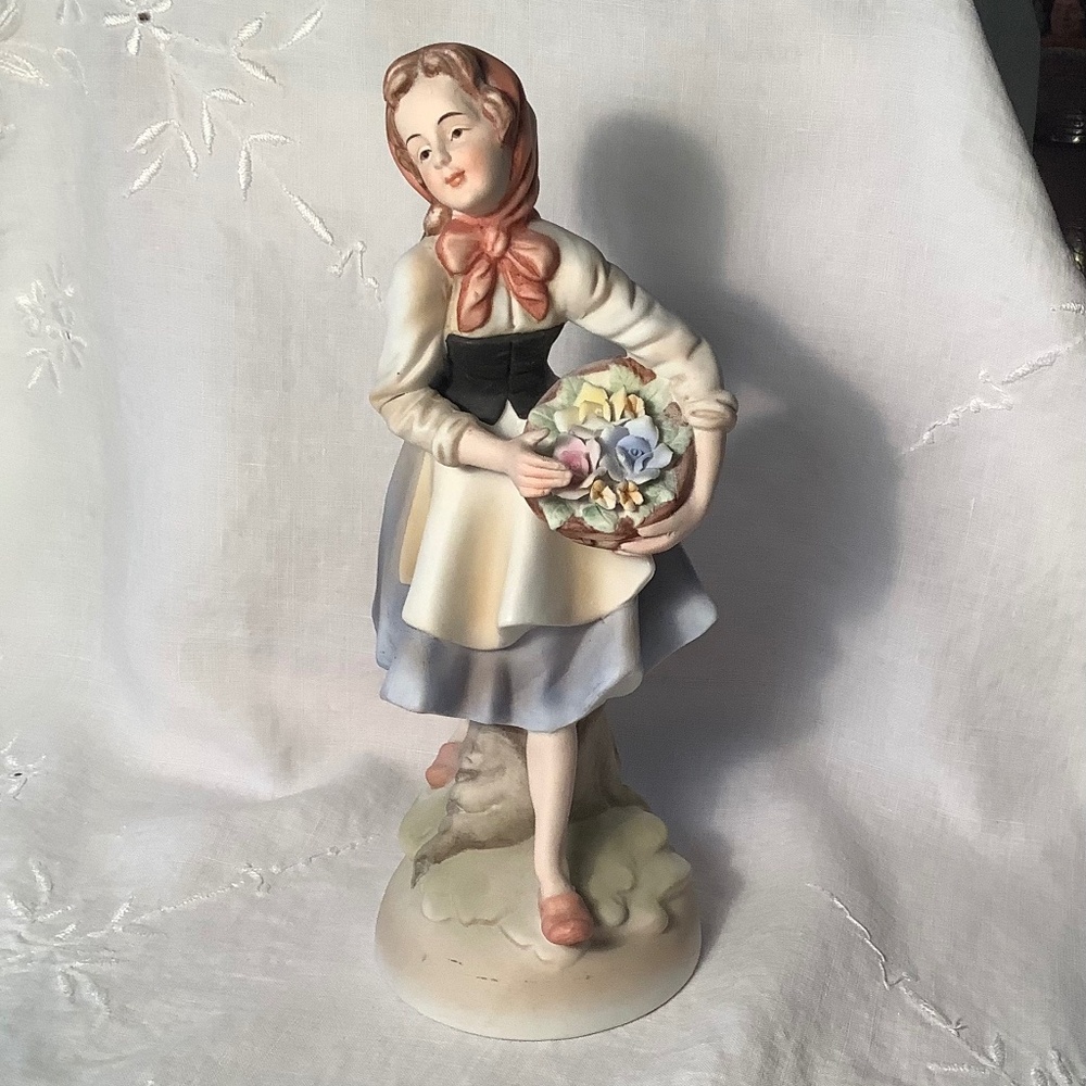 Lamour porcelain girl with flowers figurine